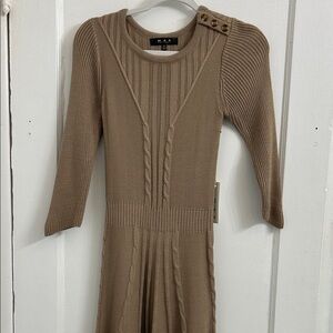 NWT!!! Tan Ribbed Knit Dress with Button Detail